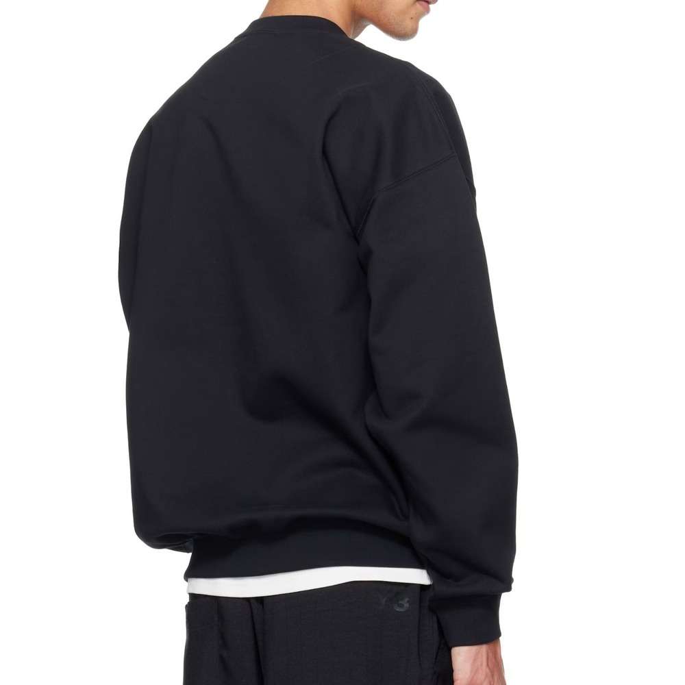 Y3 Adidas Yohji Yamamoto Black Brushed Terry Crewneck Sweatshirt Size Large - Picture 3 of 13